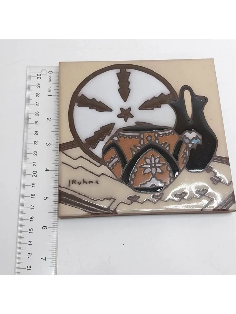 Leone Kuhne Earthtones Wedding Basket Southwestern Native American Tile Trivet